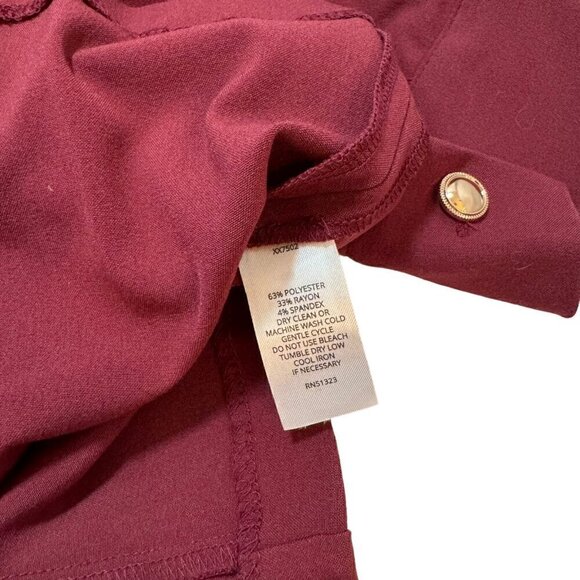 HALOGEN Womens Button Front Long Sleeve Shirtdress Maroon Size L NEW - Picture 5 of 6